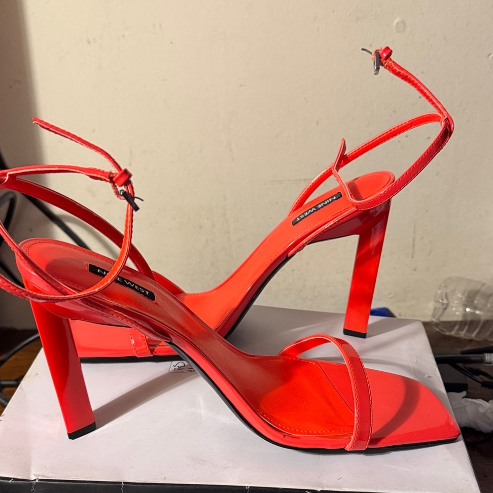 Nine West Vibrant Red Strappy Heeled Boots